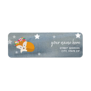 Sleepy Boho Fox Stars Watercolor Baby Shower