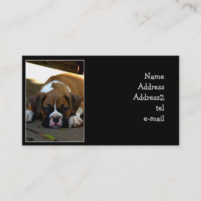 Sleepy boxer puppy business card (Front)