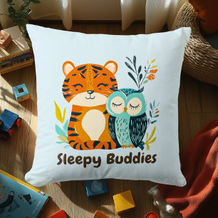 Sleepy Buddies Tiger & Owl Cosy Animal Friends Cushion