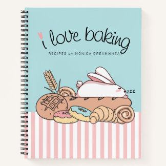 Sleepy bunny bakery personalised recipe cookbook notebook