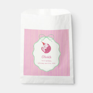 Sleepy Cat 1st Birthday Yellow Stripes Favour Bags