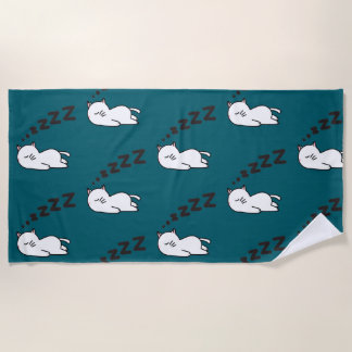 Sleepy Cat Cat Beach Towel