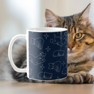 Sleepy Cat Classic Mug –Cosy Nap-Lover Cat Pattern