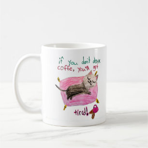Sleepy Cat Coffee Humour Mug – Cute Tired Kitty mu