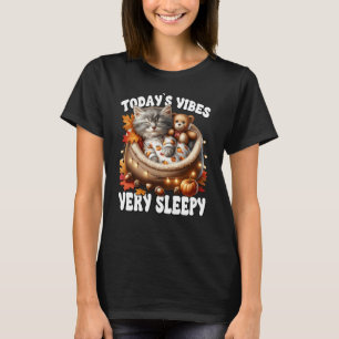 Sleepy Cat for Women Men & Kids Fall Vibes for Kit T-Shirt