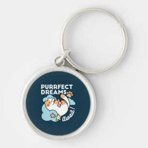 Sleepy Cat Hugging Star – Purrfect Dreams Cute Cat Key Ring