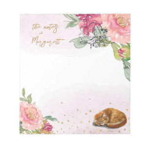 Sleepy Cat Illustration Girl Daily Activity Notes