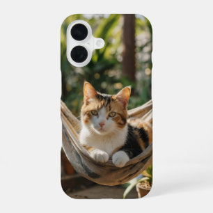 Sleepy Cat in Hammock iPhone 16 Case