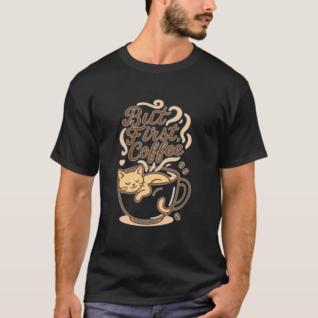 Sleepy Cat Inside Coffee Mug T-Shirt (Front)