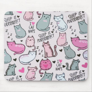 Sleepy Cat Kitten face Mask pets animals mom kitty Mouse Mat