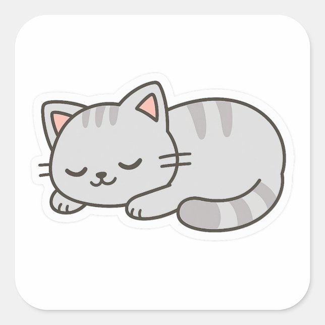 Sleepy Cat PNG Sticker – Cute Transparent Cat (Front)