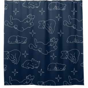 Sleepy Cat Shower Curtain – Cosy Cat Pattern