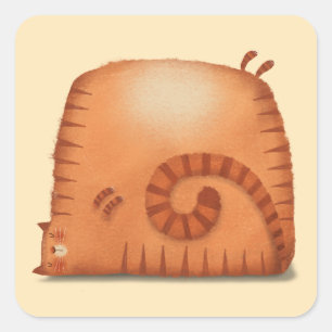 Sleepy Cat Square Sticker