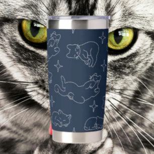 Sleepy Cat Thermal Tumbler – Napping Cat Pattern