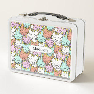 Sleepy Cats Pattern custom name lunch boxes