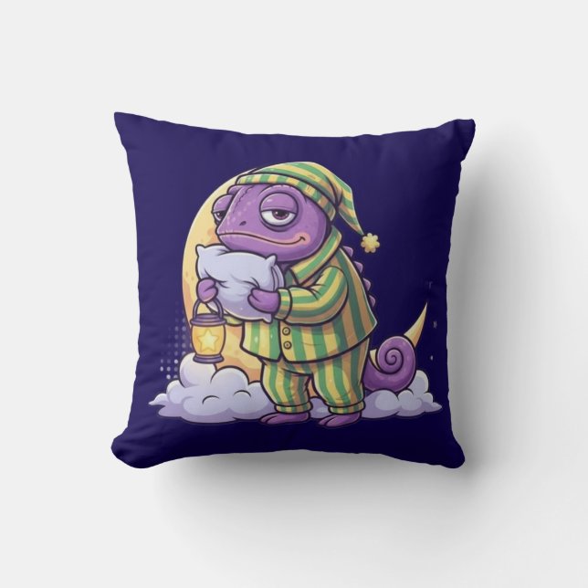Sleepy Chameleon Wall Clock – Dreamy & Whimsical T Cushion (Front)