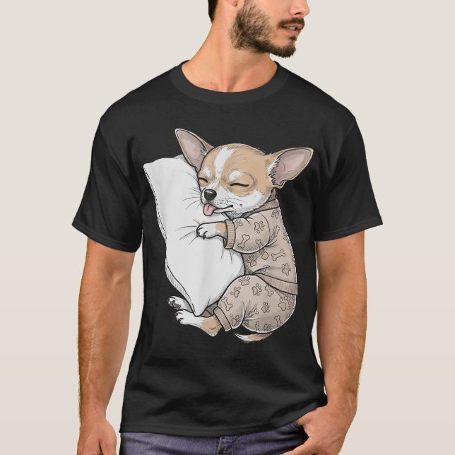Sleepy Chihuahua Pajama Men Women  T-Shirt (Front)