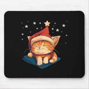 Sleepy Christmas Cat Mouse Mat