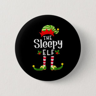 Sleepy Christmas Elf Matching Pajama X-mas Party  6 Cm Round Badge