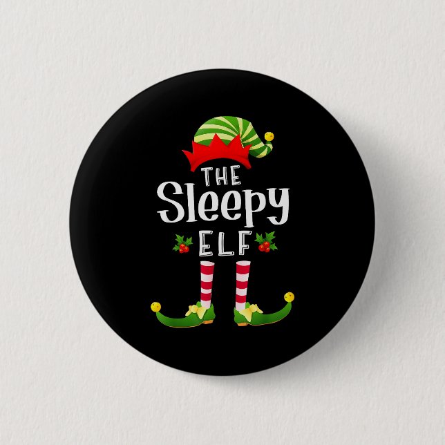Sleepy Christmas Elf Matching Pajama X-mas Party  6 Cm Round Badge (Front)