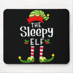 Sleepy Christmas Elf Matching Pajama X-mas Party Mouse Mat