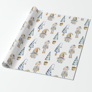 Sleepy Christmas Gnomes & Trees Design Wrapping Paper