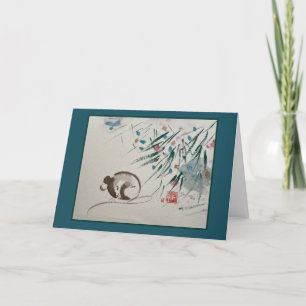 Sleepy Christmas Mouse Watercolor Card