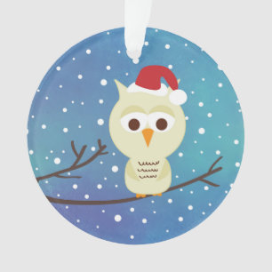 Sleepy Christmas Owl Personalised Holiday Ornament