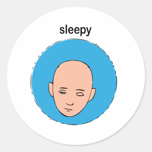 sleepy classic round sticker (Front)