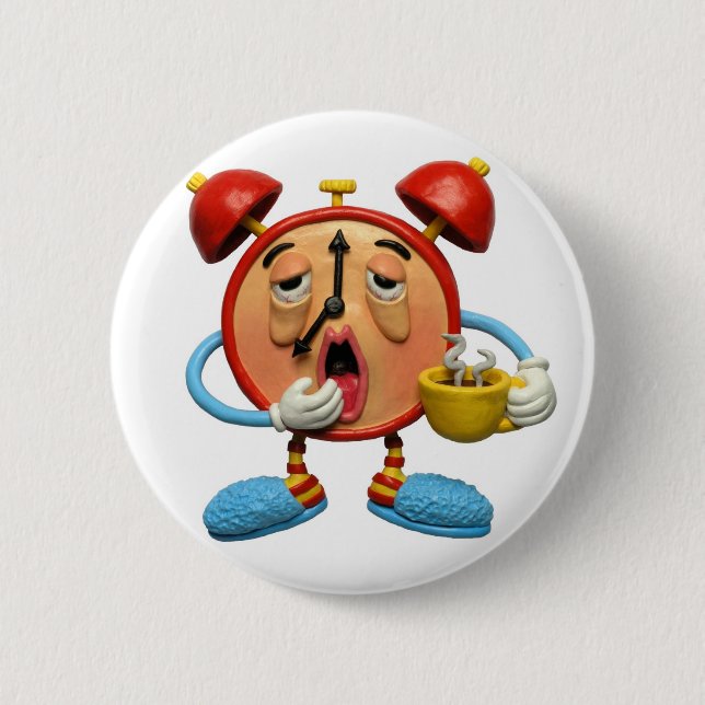 Sleepy Clock 6 Cm Round Badge (Front)