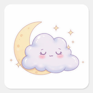 Sleepy Cloud – Dreamy Kawaii Magic Square Sticker