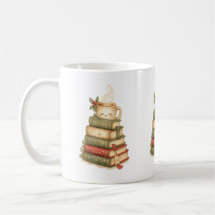 Sleepy Cocoa Mug on Books Christmas Coffee Mug
