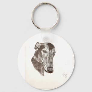 Sleepy Cofax-the greyhound sketch Key Ring