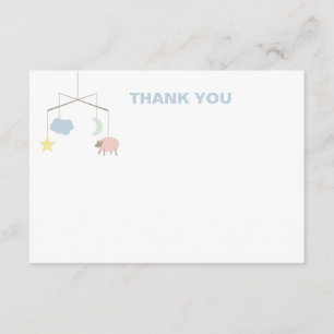 Sleepy Crib Mobile Baby Shower Thank You Card