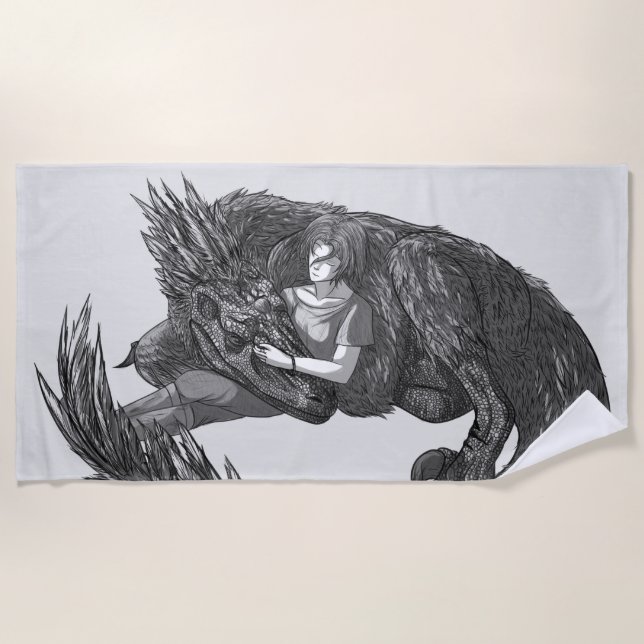 Sleepy Dinosaur Beach Towel (Front)