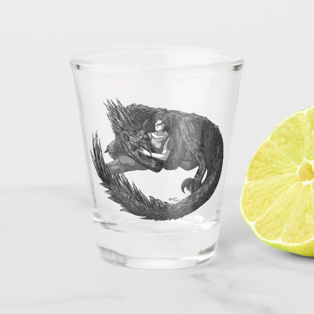 Sleepy Dinosaur Shot Glass (Front)