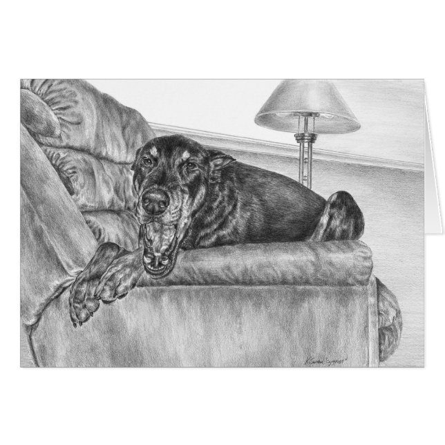Sleepy Doberman Pinscher Dog Drawing by Kelli Swan (Front Horizontal)
