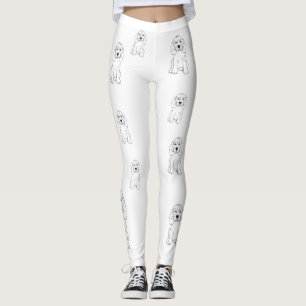 Sleepy Dog, Linear Drawing Leggings
