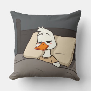 Sleepy Duck Cute Cartoon Animal Bedtime Decor Cushion