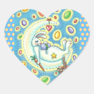 SLEEPY EASTER BUNNY JELLY BEAN DREAMS MOON STICKER
