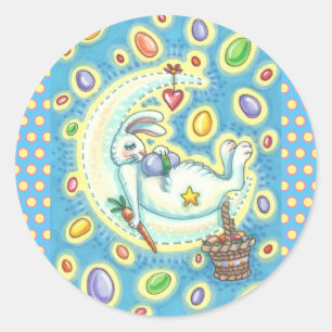 SLEEPY EASTER BUNNY JELLY BEAN DREAMS MOON STICKER