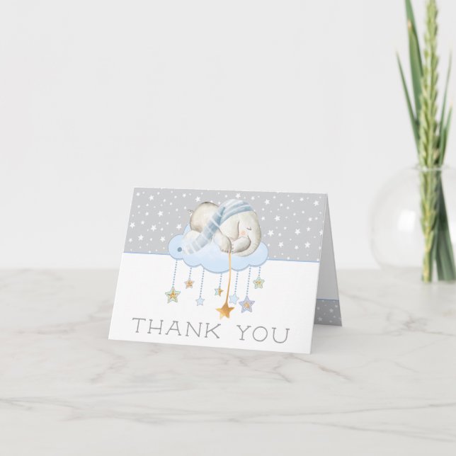 Sleepy Elephant Baby Shower Thank You Cards (Front)