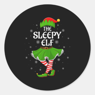 Sleepy Elf Christmas Family Girls Women Elf Squad Classic Round Sticker