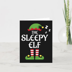 Sleepy Elf Family Matching Group Christmas  Card