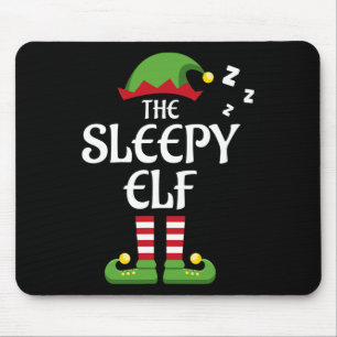 Sleepy Elf Family Matching Group Christmas  Mouse Mat