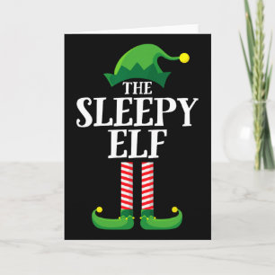Sleepy Elf Matching Family Group Christmas Party Card