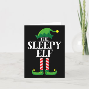Sleepy Elf Matching Family Group Christmas Party Card