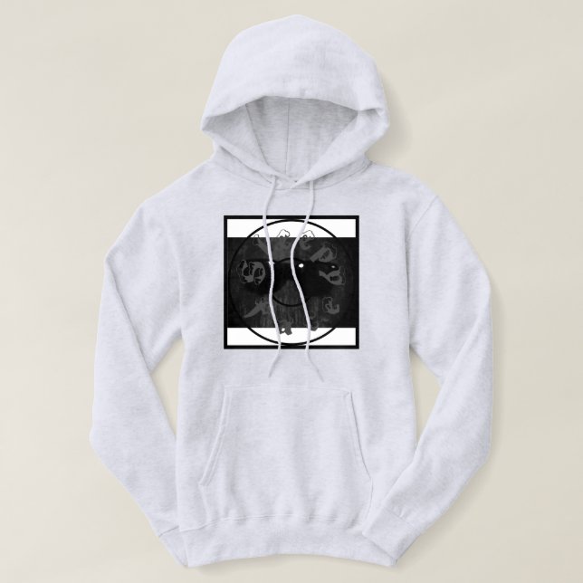 Sleepy Face: Ash Grey - Cotton Hooded Sweatshirt (Design Front)