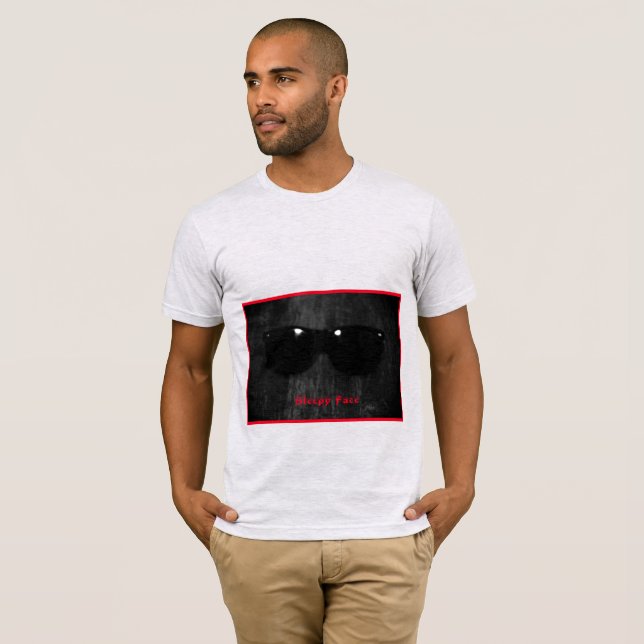 Sleepy Face: Ash Grey - Cotton T-Shirt (Front Full)
