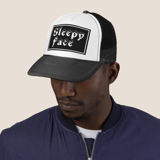 Sleepy Face: Black - Sun Brim - Trucker Hat (In Situ)